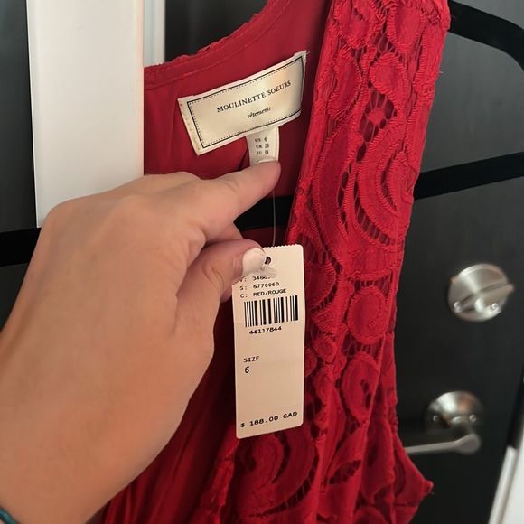 NWT Anthropologie moulinette soeurs red ankle length lace jumpsuit- size 6 - Picture 3 of 4